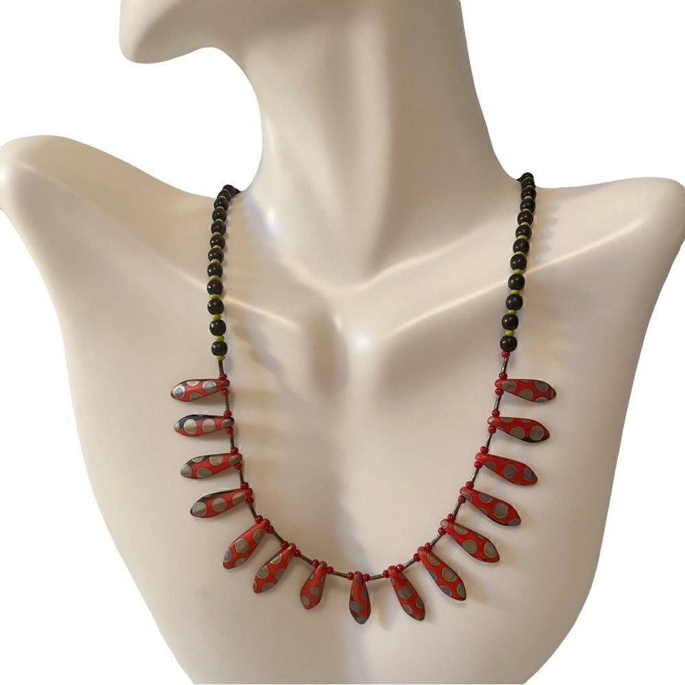 Gorgeous One of a Kind Juried Artisan Created Polymer Clay 2 sided Necklace.